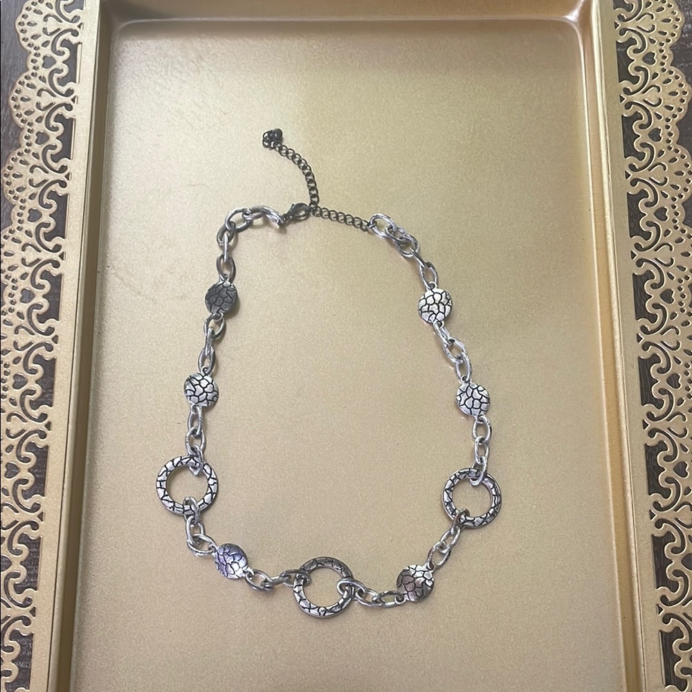 Silver Tone Hoop Chain Necklace, 20 Inches